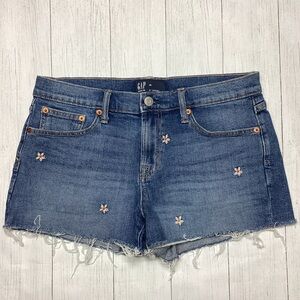 Gap Denim Embroidered Flower Jean Shorts Size 28